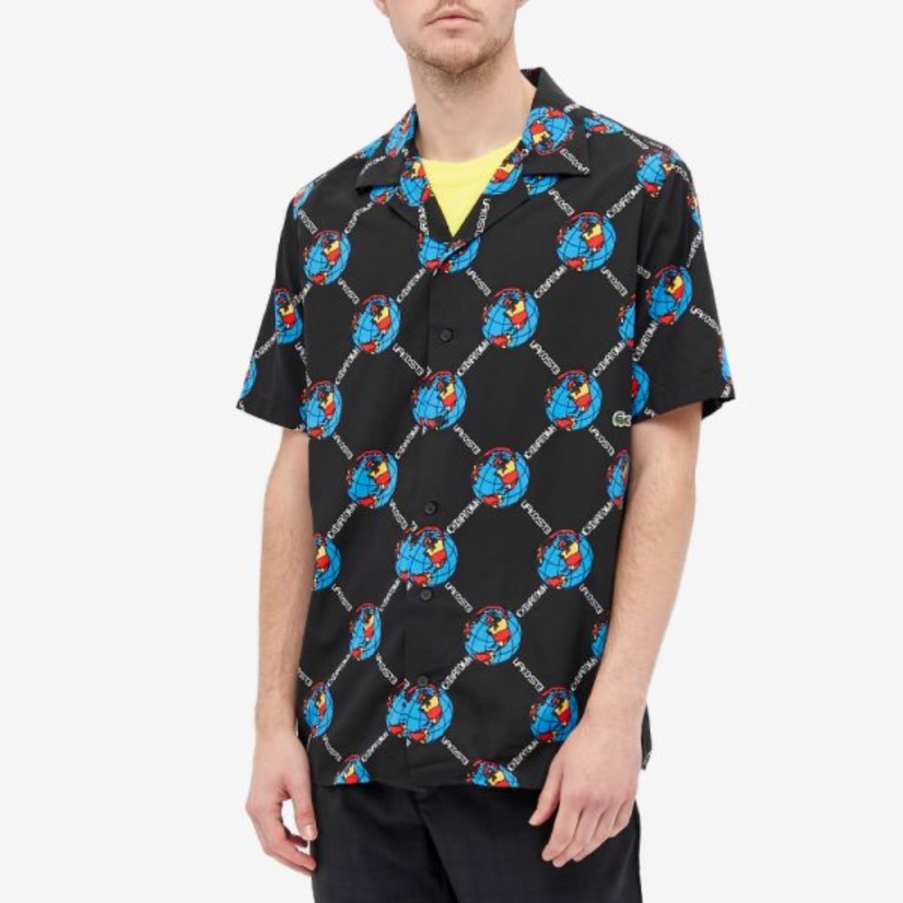 NWT Chinatown Market x Lacoste Button Down Short Sleeve Shirt Black